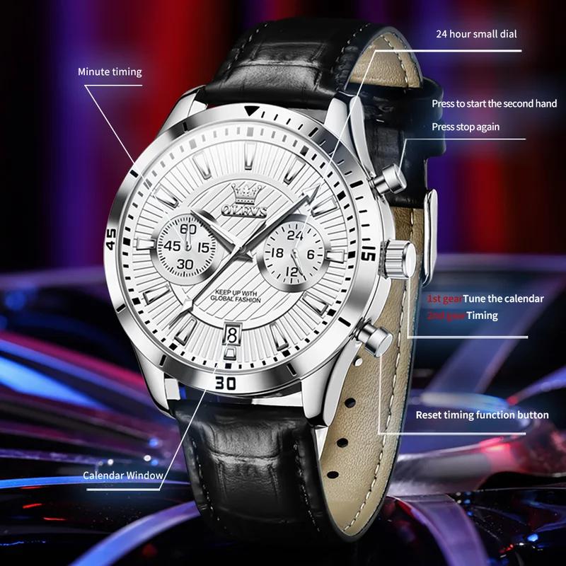 Fashionable and Stylish Men's Business Calendar Wristwatch with High Aesthetic Value Multi Functional Timing Quartz Watch