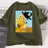 Vincent Van Gogh Cat T-shirt Women Sunflowers Print Tshirt Funny Cute Cat Kitten T Shirt Cotton Short Sleeve Clothes