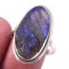Natural Labradorite Gemstone Handmade 925 Solid Sterling Silver Ring Size 9 z3Q48