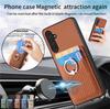Magnetic Ring Phone Case for iPhone 14 Plus 13 Pro For Samsung Galaxy SA54 A34 A14 A53 A33 S23 Ultra S22 S21 FE Fiber Pattern Leather Flip Stand Cover