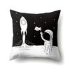 Astronaut Polyester Pillow Case Style Floral Print Peach Leather Velvet Pillow Case Creative Moon Car Waist Cushion Cover