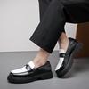 Fashion Brand's New Trendy Soft Soled Anti Slip Loafers for Teenagers Classic Black and White Men Comfortable Thick Soled Leather Shoes