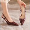 New Brand Plus Size 34-42 Women Heeled Sandals Retro Rome High Heels Shoes Women High Heel INS Leather Buckle Pumps Mules