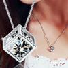 Korean Style Zircon Inlaid Love Rubik's Cube Clavicle Chain Pendant for Women