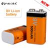 PALO 500mAh 9 Volt Li-ion Rechargeable Battery 6F22 9V Li Ion Battery for RC Helicopter Model Microphone Toy