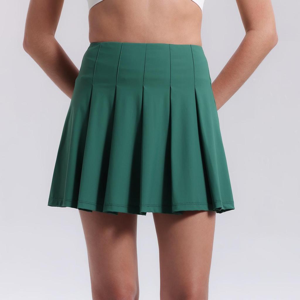 Lulu Sports Quick-Dry High Waist Skirt: Aerobic & Yoga Skort with Built-In Pockets, Anti-Exposure Pleats for Tennis & Fitness.