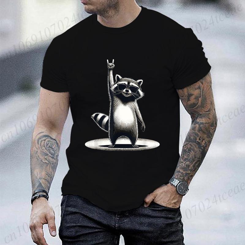 Funny Raccoon Rock Music Men Women T Shirt Funny 3d Print Summer Tops O-neck Short-Sleeve Top Tees