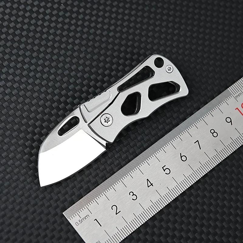 High Hardness D2 Handle Folding Knife Stainless Steel MINI Fruit Knife EDC Express Pocket Knife Gift Outdoor Tool KeyPendant
