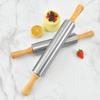 Stainless Steel Rolling Pin for Baking Pizza Dough Bread Pie Pastry Rollers with Wooden Handles Adjustable Thickness Kitchen Tools