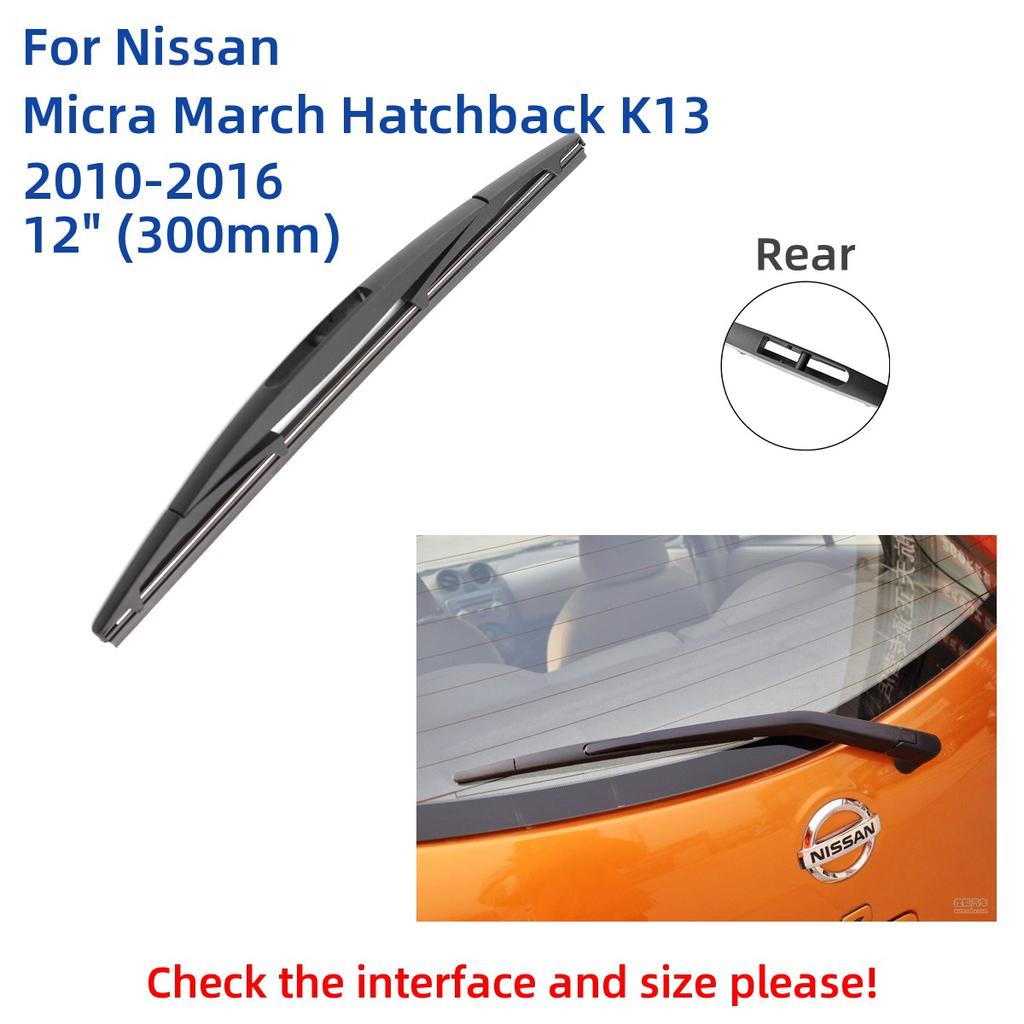 For Nissan Micra March Hatchback K13 2010-2016 Front Rear Wiper Blades Brushes Cutter Accessories J Hook 2010 2011 2012 2013 2014 2015 2016