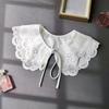 Женский белый вышитый фальшивый воротник, двухслойный кукольный воротник, модная декоративная шаль с плечевыми ремнями