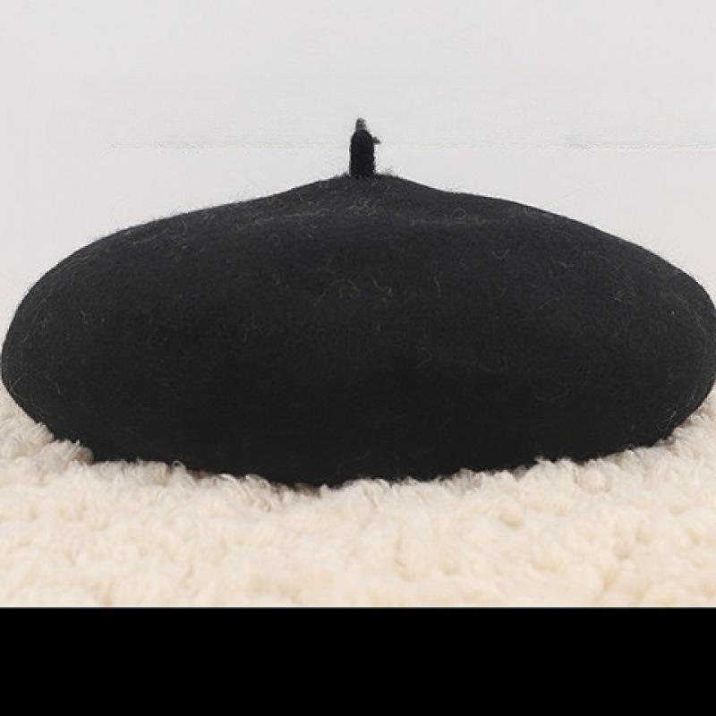 New Women's Korean Style Fashionable Spring Autumn Yarns Beret Hat Solid Color Thickened Warm Vintage Artistic Hats