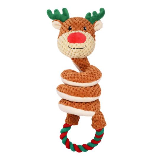 Interactive Squeaky Rope Dog Toy Plush Chew Toy with Sound Dental