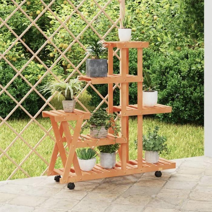 VidaXL Flower Stand with Wheels 95x25x101 Cm Solid Fir Wood 362882
