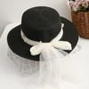 Pastoral Style Summer Straw Hat Pearl UV Protection Cap Foldable Wide Brim Sun Hat Girls