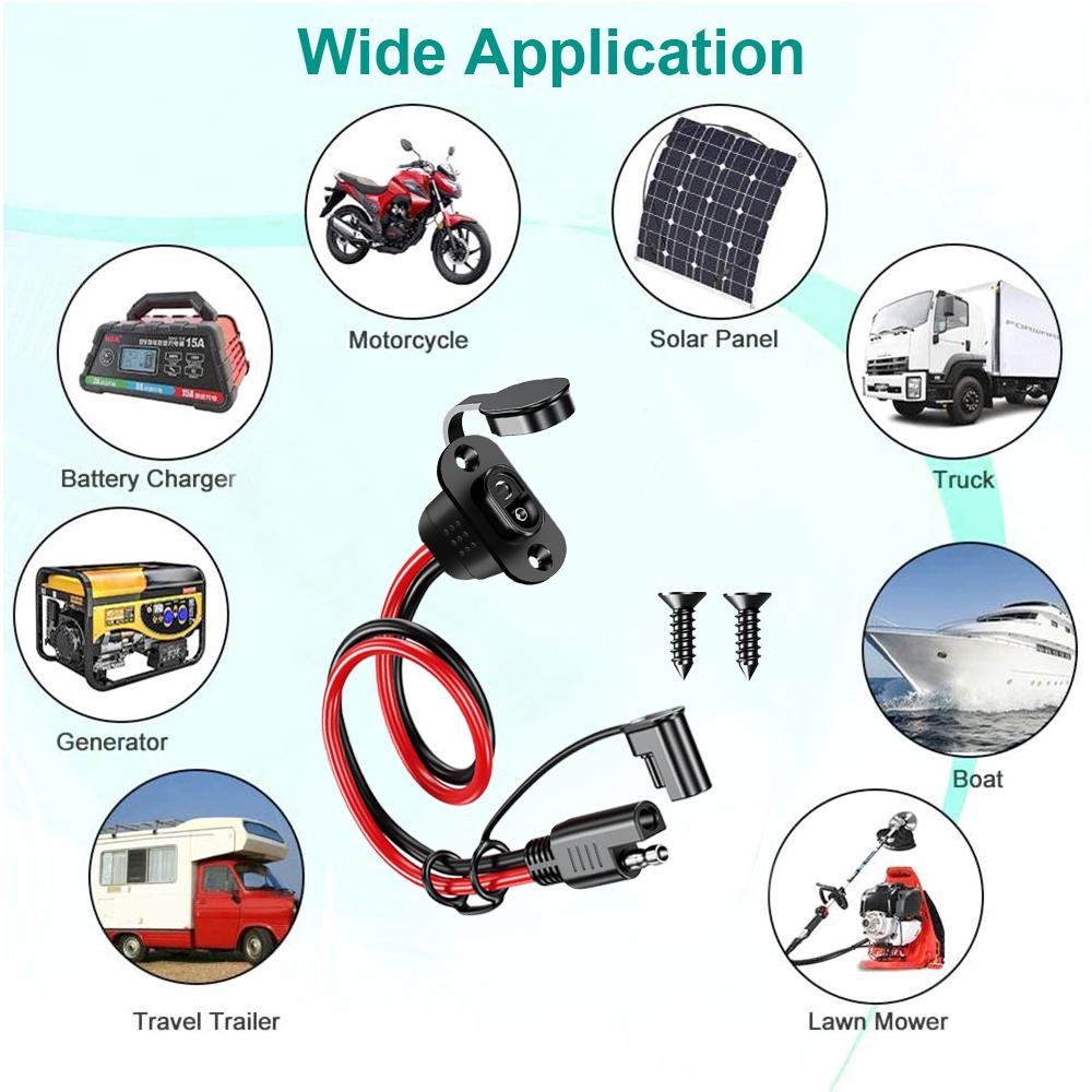 1/2Sets SAE Quick Connector Harness SAE Adapter Male Plug To Female Socket Cable 12AWG SAE Extension Cable Waterproof ForCharger