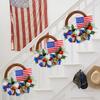 Independence Day Red And Blue Small Flower Wreath Window Wall Hanging Holiday Simulation Flower Deadwood Rattan Wreath Door Hanging