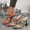 Fashion Women High Heels Sandals Open Toes Squared Toes Transparent Fashion Shoes New Summer Mix Color Graffiti Sandals Slides Women