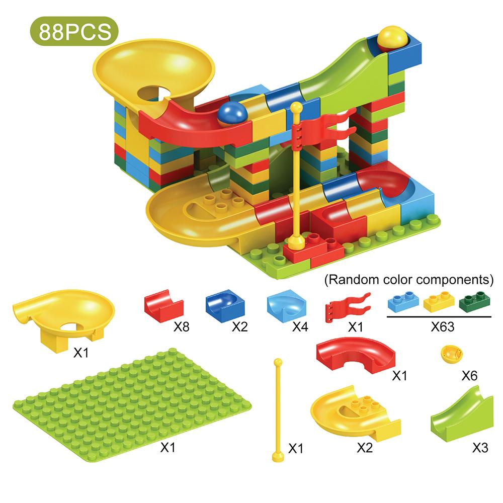 88-100PCS Funnel Slide Building Blocks Marble Race Run Maze Ball Tracking Block DIY Plastic Big Bricks Children Toys Kids Gift