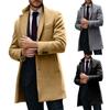 Mens Single Breasted Trench Coat Winter Wool Blend Oversized Warm Lapel Work Business Jacket Outerwear
