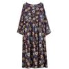 Round Neck Long Sleeve Bohemian Clothing Retro Autumn Cotton Linen Dresses Vintage Casual Floral Printed Long Dress for Women