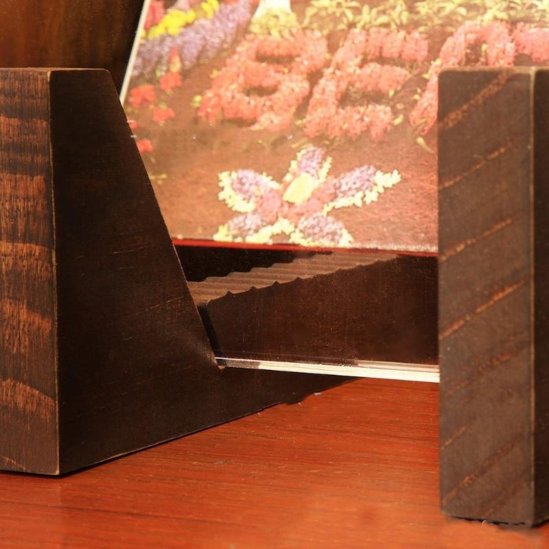 Vinyl Record Storage Holder Large Capacity Display Stand with Clear Acrylic Ends Modern Solid Wooen for LP Album Deskop