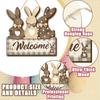 Yousheng Easter Welcome Door Sign Gnome Bunny Flower Egg Door Hanging Sign Front Door Hanger Wooden Spring Holiday Decorative Wall Plaque