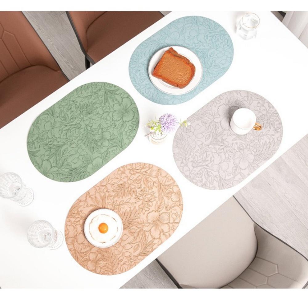 Овальные кожаные двухсторонние тисненые и резные подставки в европейском стиле, подходящие для различных обстановок, водонепроницаемые, термостойкие