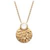 [Q6294] - Gold Plated Necklace 'Cléopatra' Golden Moonstone (hammered) - 23x19 Mm