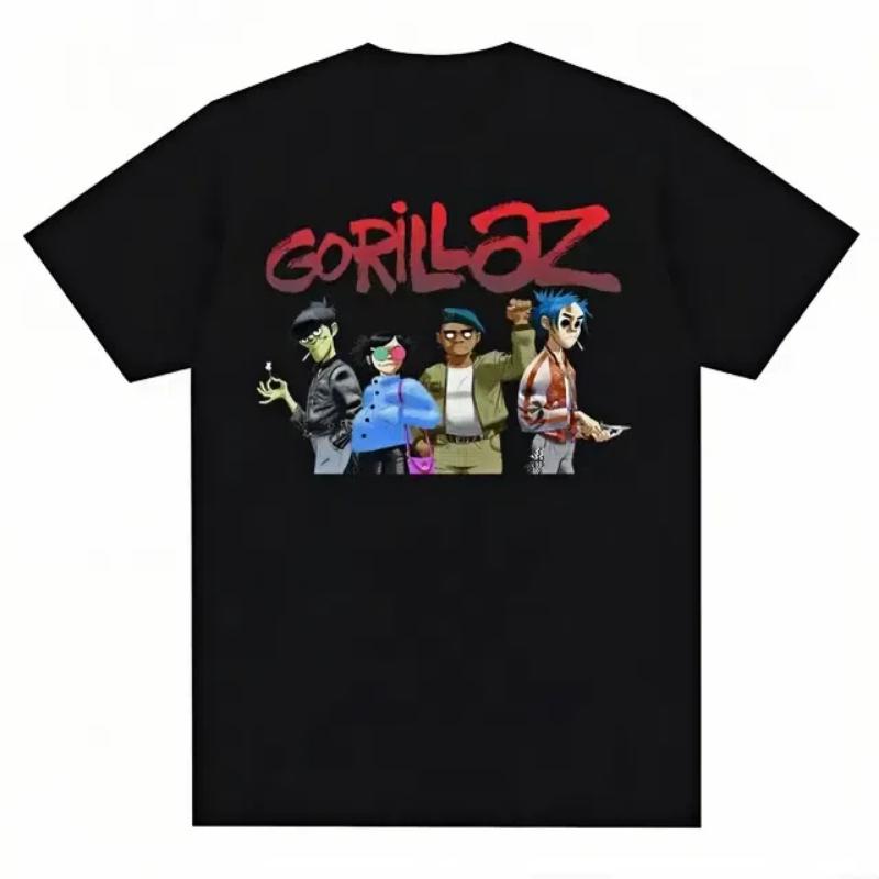 Music Band Gorillazs Punk Rock Print T Shirt 90s Casual Fashion Short Sleeve Plus Size T Shirt Unisex