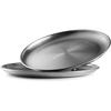 Reusable 304 Stainless Steel Dinner Plates, Heavy-Duty Metal Round Dishes Flat Feeding Serving Plate - Tableware