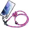 Case - BOOLING - for Samsung Galaxy S21 - Transparent - Shockproof - Removable Pink Lanyard