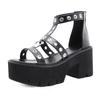 Black Chuky Heel Gladiator Sandals Platform Women Shoes Pumps Ankle Strap Open Toe Casual Shoes Cosplay Lolita Zapatos De Mujer