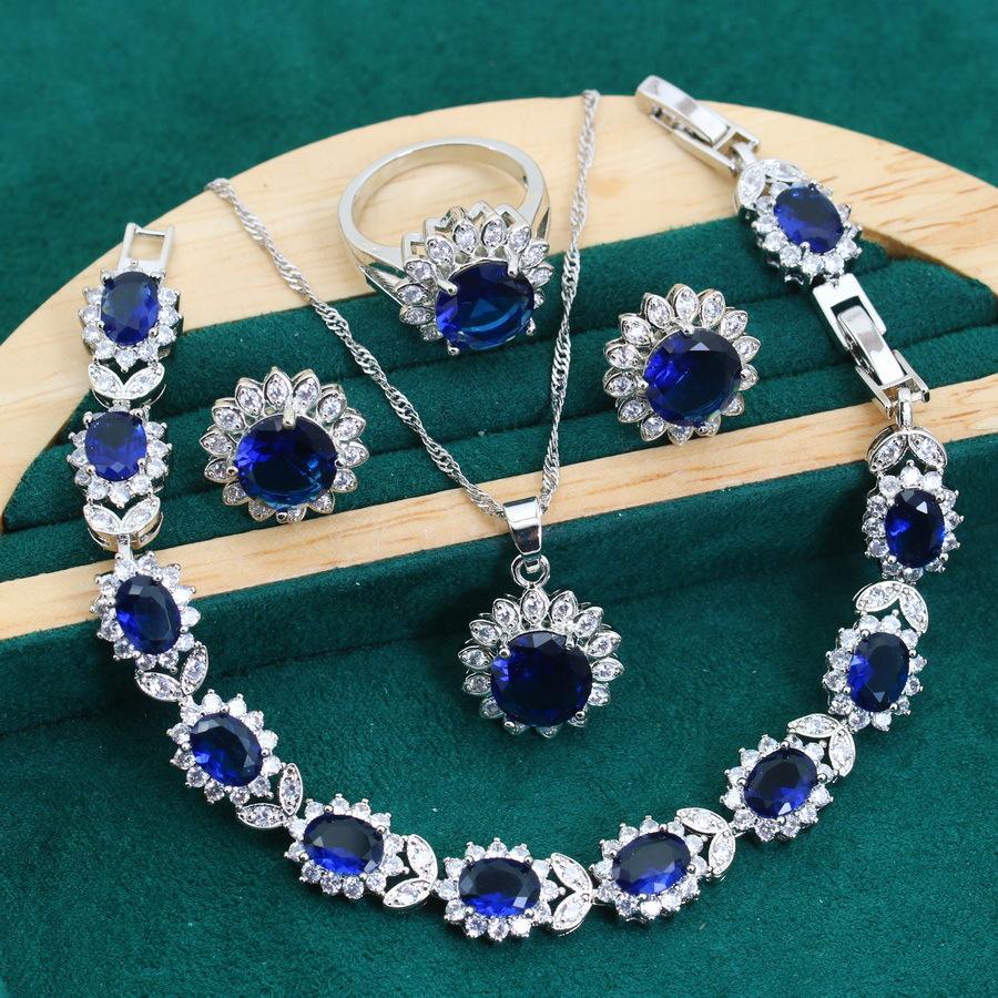 Light Luxury European and N Style Zircon Inlaid Jewelry Earrings Ring Necklace Jewelry Set