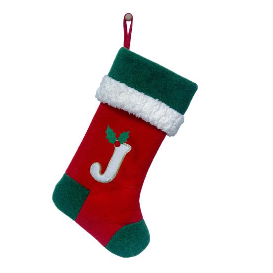 18 Inches Monogram Christmas Stockings with Letters Embroidered Initials Xmas Hanging Stockings for Fireplace
