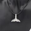 Fashion Antique Silver Color Animal Whale Tail Charm Pendant Leather Cord Chain Necklace for Men Women Unique Jewelry Gifts