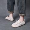 Johnature Genuine Leather Hollow-out Women's Slip-on Shoes Comfortable Casual Flat Breathable Sandals