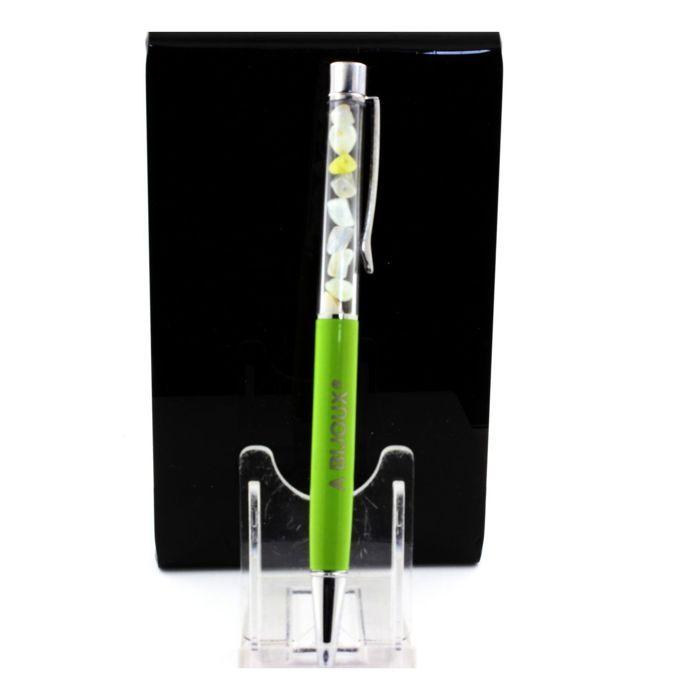 Stones and Minerals. Australian Multicoloured Opal Mineral Pen. Apple Green Color.