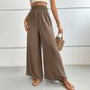 Summer High-waisted, Casual, Simple Solid-color Loose-fitting Wide-leg Pants with Elastic Waists