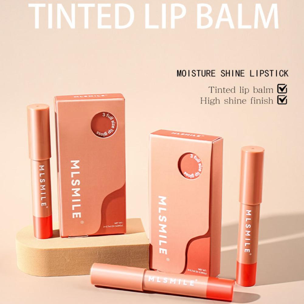 3Pcs/set Tinted Moisturizing Lipstick Matte Lip Glaze Lips & Cheeks Dual Use Lip Balm Long Lasting Moisture Lipstick Pencil