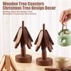3Pcs Wooden Trivets for Hot Dishes Creative Tree Shape Coaster Set Non-Slip Heat Insulated Placemat Folding Wood Table Plate Mat with Stand for Teapot