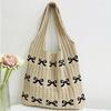 Yogodlns Women's Bow Shoulder Bag Aesthetics Crochet Handbag Purses Knitted Shopping Bag Summer Beach Bag Ladies Woven Tote Bags