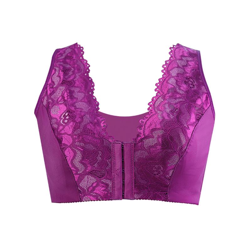 Large Size Front Open Buckle Thin Section Bra Lace Sexy Non-steel Ring Gathered Non-marking Undershirt Ladies Underwear