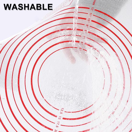 Silicone Baking Mat Non-Stick Pastry Dough Rolling Mat with Measurement Marks Heat-Resistant Cookies Fondant Making Mat Thick Baking Pad