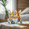 Easter Bunny Desktop Statue 2D Flat Acrylic Ornament Cute Accessories Lightweight Tabletop Figurine