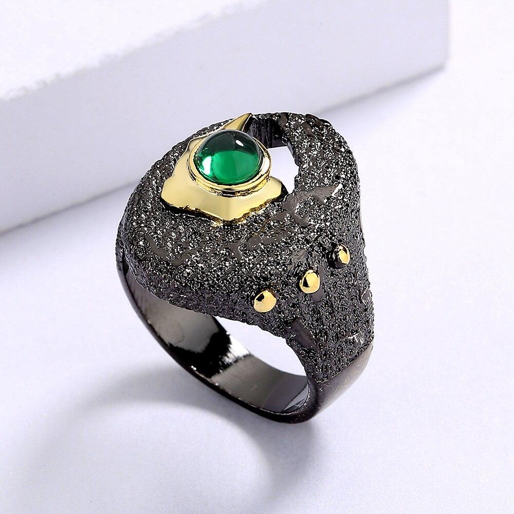 Unique Ring for Women Black Hollow Ring Inlaid with Green Zircon Jewelry Creative Women's Wedding Ring Wedding Ring