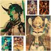 Genshin Impact Game Poster Home Decor Retro Kraft Paper Poster Anime Painting Picture Study Bedroom Bar Cafe Wall Sticker