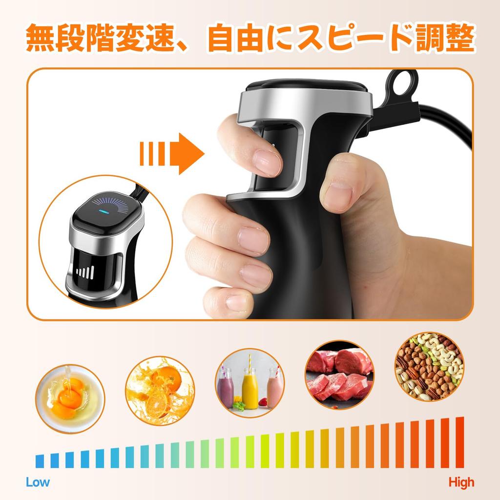 BESROY Hand Blender Blender Speed Variable Prevention Baby Food 20000RPM Ice Compatible 7 In 1 Hand Mixer Electric Whisk Juicer Mixer Food Processor