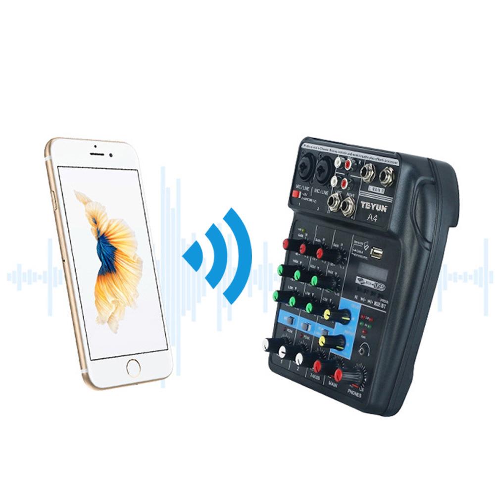 Portable 4-Channel BT Sound Mixing Console Digital Audio Mixer Built-in Reverb Effects for
