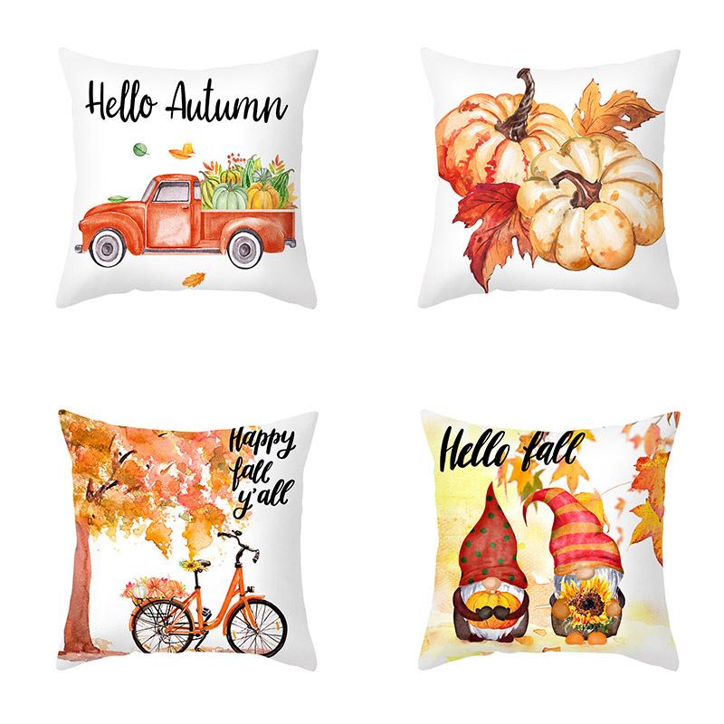 45x45cm Thanksgiving Decoration Maple Pumpkin Autumn Decoration Pillowcase Sofa Seat Cushion Cover Party Decoration Home Decor